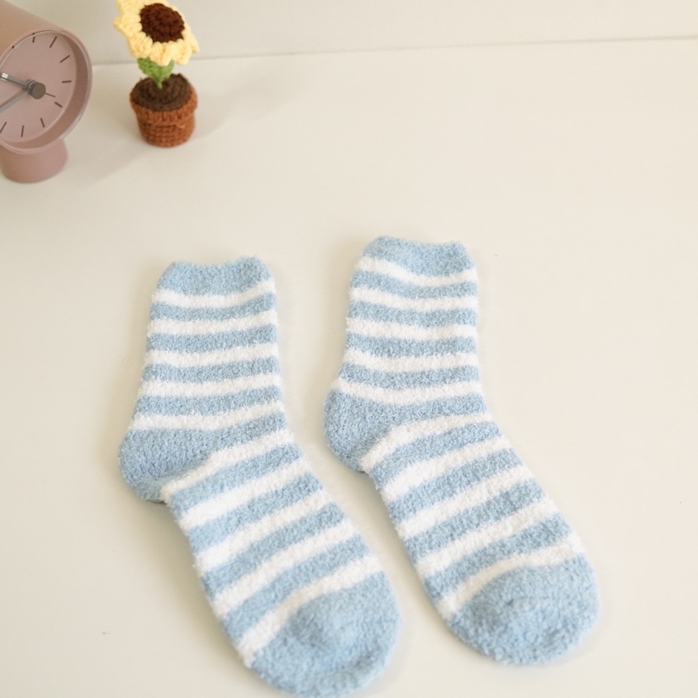 Cozy Striped Blue and White Socks